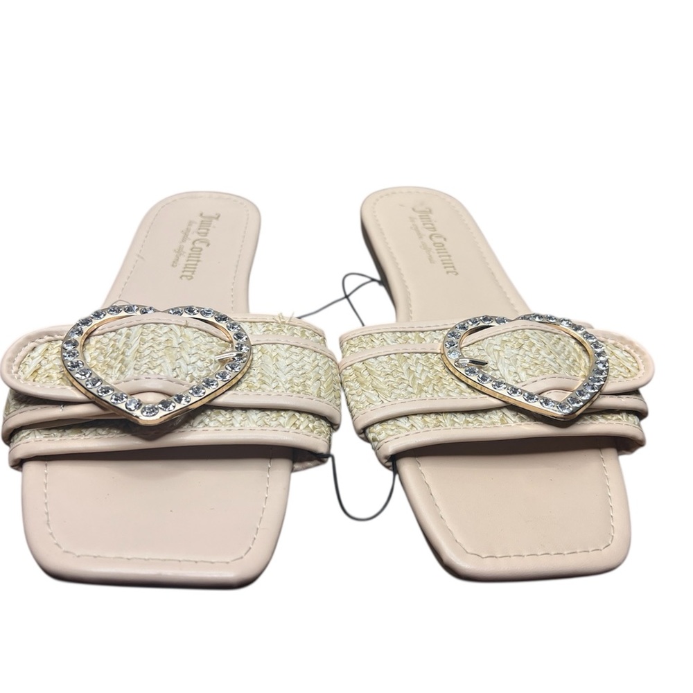 Juicy Couture Cream Sandals with Heart Accent Sz 8
